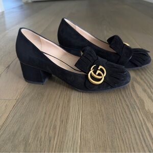 Gucci Double G logo suede pumps